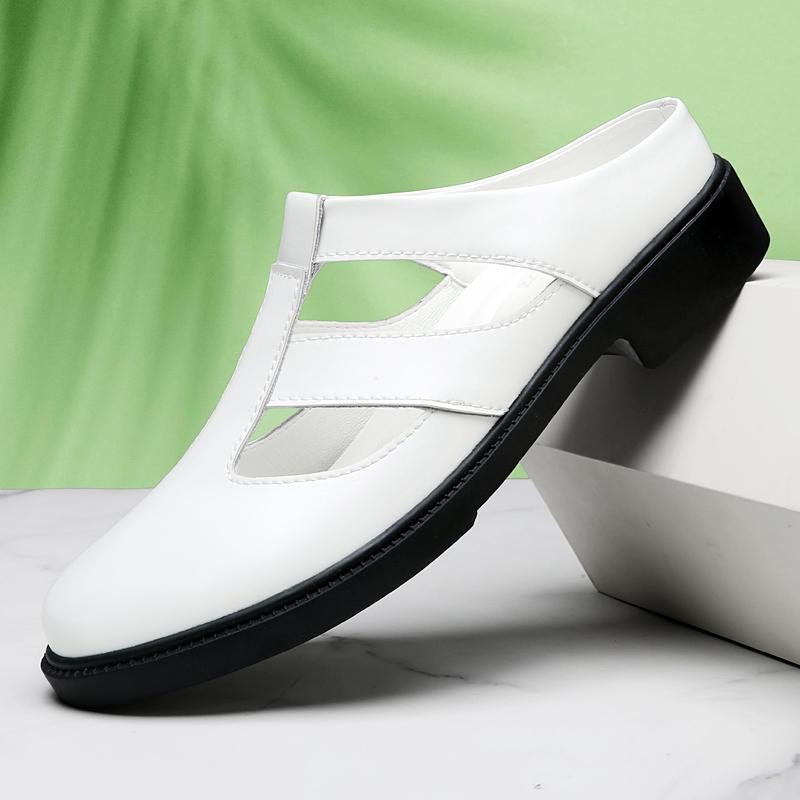 

Fashion Luxury Handmade Men s Slippers Mens Slip on Walking Shoes Flats Genuine Leather Male Half Shoes Casual Designer Mules Shoes 48