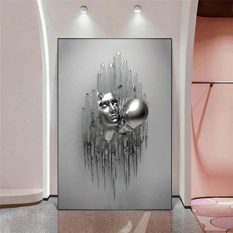 

Металлическая Фигура Статуя Романтическое Настенное Искусство Абстрактная Картина на Холсте Любители Скульптуры Плакаты Печатает Картины Гостиная Домашний Декор 21cm×30cm NoFrame