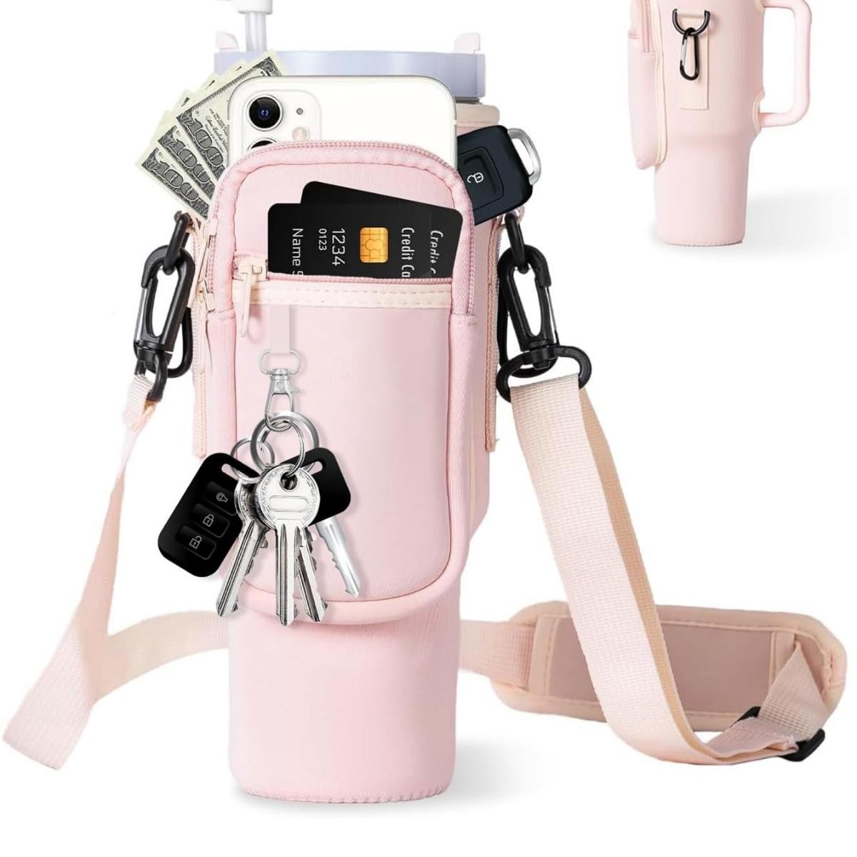 

Сумка для бутылки для воды 40 унций, неопреновая сумка-протектор для бутылки для воды с регулируемым ремешком и карабином для аксессуаров для бутылки для воды