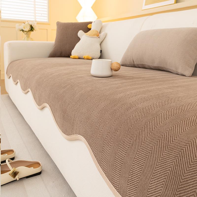 New Irregular Special-Shaped Sofa Cushion, Universal In All Seasons, Advanced Herringbone Pattern Seat Cushion, Non-Slip Cover Cloth Towel