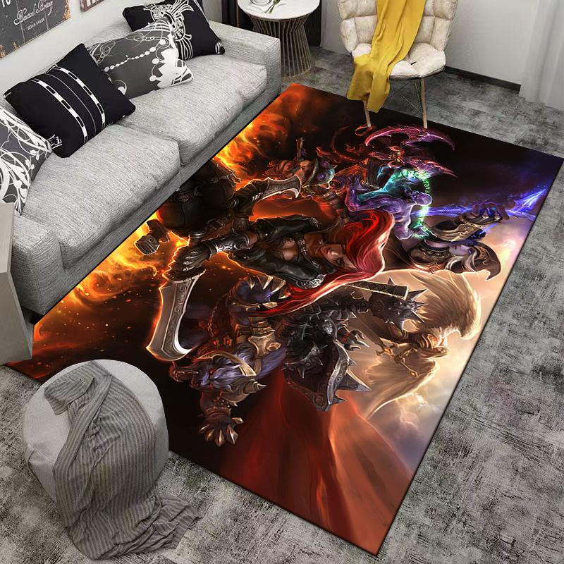LOL game character printed flannel carpet, non-slip, suitable for bedroom, living room, and children's room decoration