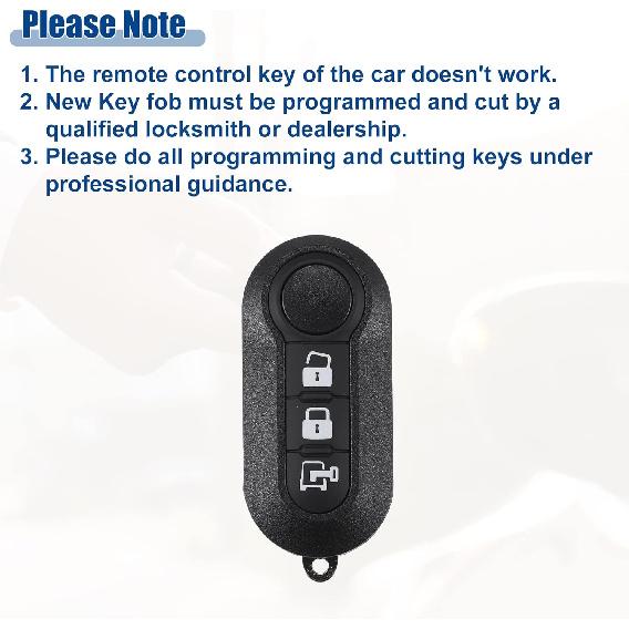 ACROPIX 433 MHz Schlüsselanhänger schlüsselloser Einstiegsfernbedienung passend für Fiat 500 für Ram ProMaster City - 1 Stück Schwarz