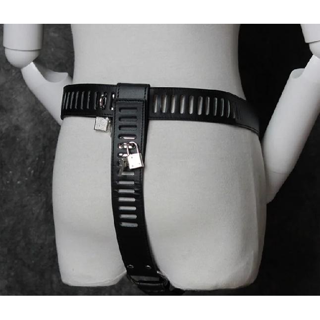 Bondage Adjustable Leather Locking G- String Underwear Chastity Belt for Female Women