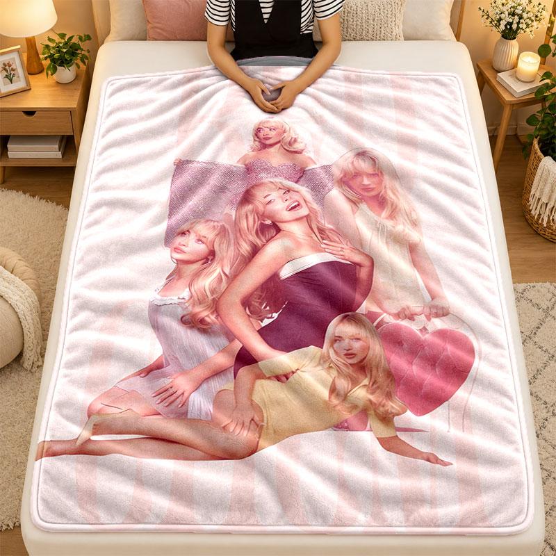 Flannel BlanketSabrina Carpenter Warm Soft Throw Blanket for Indoor Sofa Bed Living Room Use
