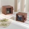 Portable Wooden Hand Cranked Music Box Featuring 16 Photo Rotation and Glowing Light for Wedding Event
