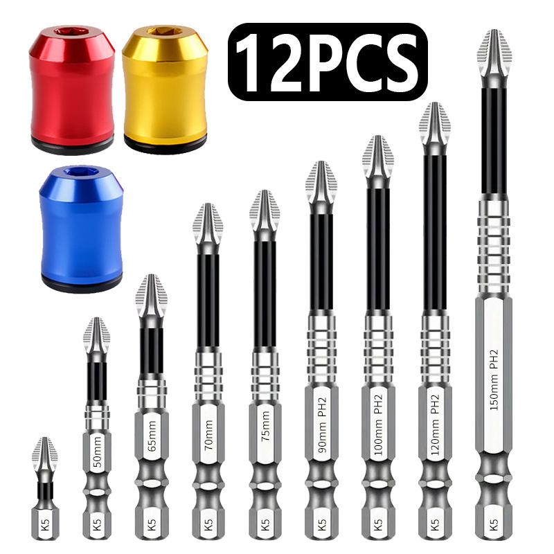 K5 Anti-Slip Shock-Resistant Phillips Screwdriver Bit Set - Strong Magnetic, High Hardness, High Torque.