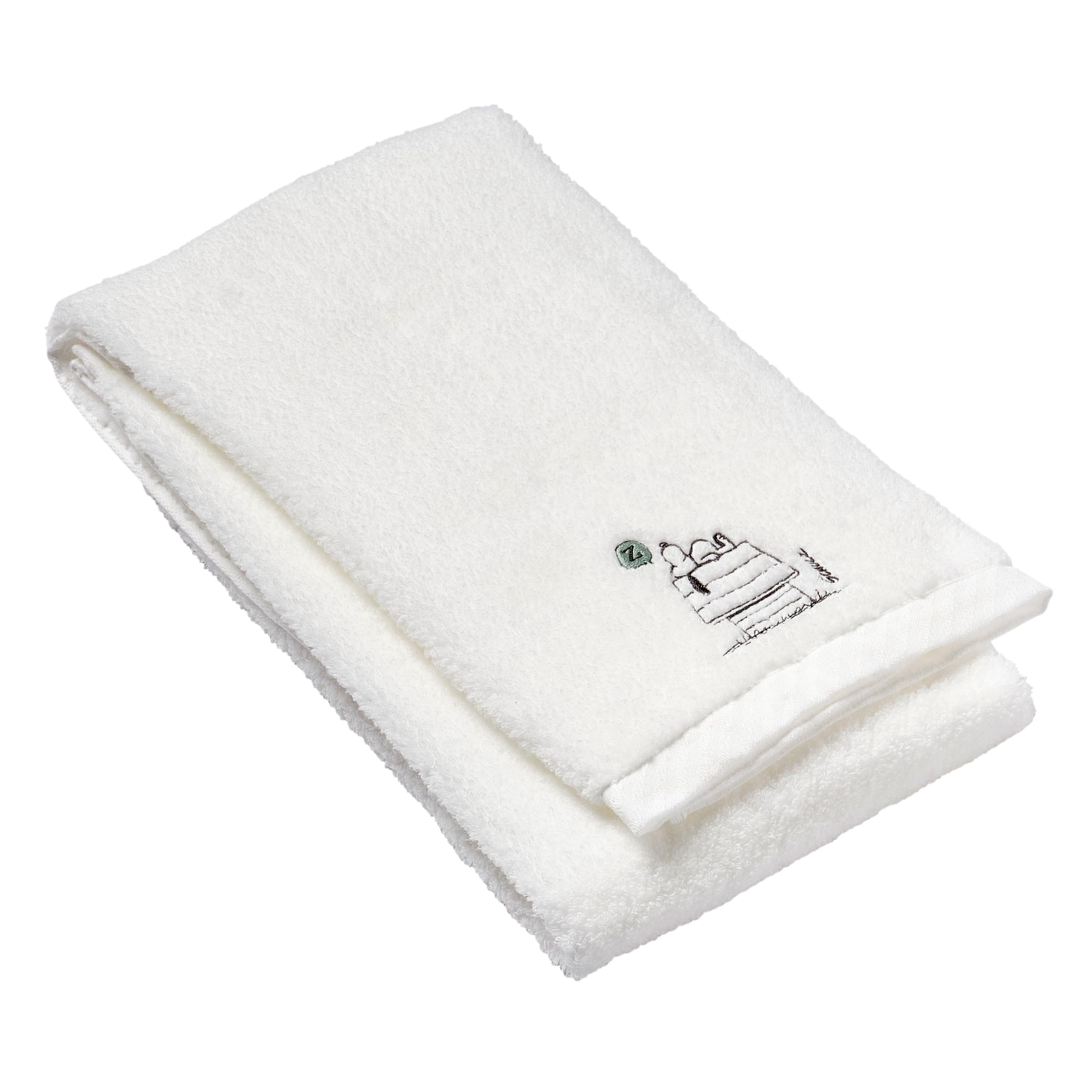 

Nishikawa Snoopy Bath Towel 60X120cm Washable Cotton Soft and Light with Untwisted Yarn Water Absorbent Fluffy Embroidered Made in Japan Made in белый