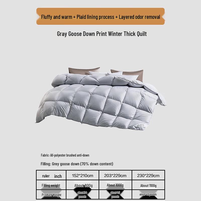 Fuanna 70% Grey Goose Down Winter Duvet