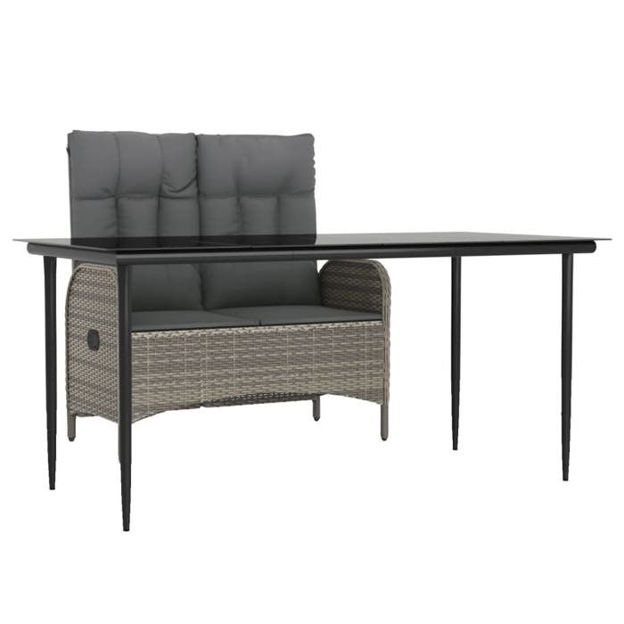 VidaXL Garden Dining Set and Cushions 2 Pcs Grey Rattan, Garden Furniture Set, Dining Set of 3203502