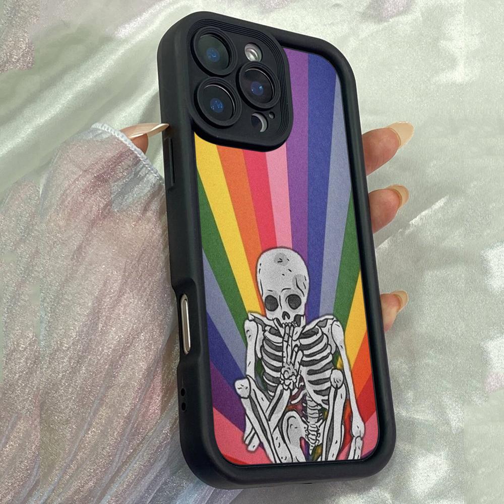 JT441 Raibow Skulls for iPhone 17 16 15 14 13 Pro Max Samsung S26 S25 Ultra A17 A07 A56 A16 A14 A13 Xiaomi 15T Redmi 15c Note 14 13 12 11 Soft Case