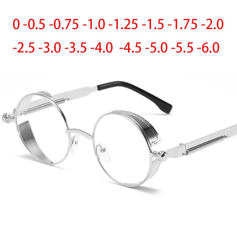 Attractive Glasses Women's Round Metal Myopia Glasses Gothic Steampunk Vintage Shield Eyewear Shades Prescription 0 -0.5 -0.75 -1.0 -2.0 -3.0 To -6.0 Cm