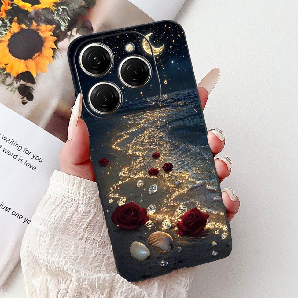 For Techno Spark 20Pro KJ6 Back Cover For Tecno Spark 20 Pro Case Black Silicone Fashion Luxury Cute Cartoon Shockproof Bumper