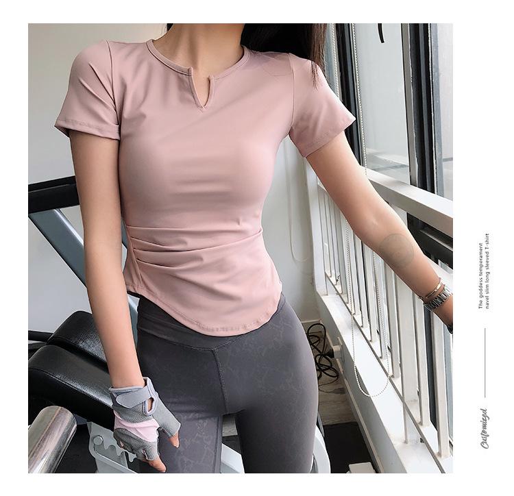 Miki Women's Slim Fit Short Sleeve Quick-Dry Yoga T-Shirt