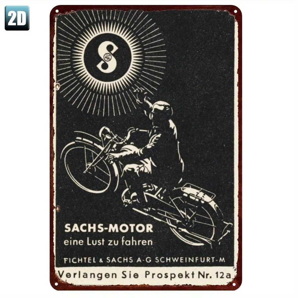 HD Tin Sign Vintage SachsMotor Motorcycle Retro Metal Tin Sign for Garage Wall Decor 20x30cm(7.8x11.8inch)