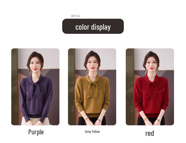Women's High-End Wool Sweater: Slim Fit, Scarf Collar, Versatile Fashion Design