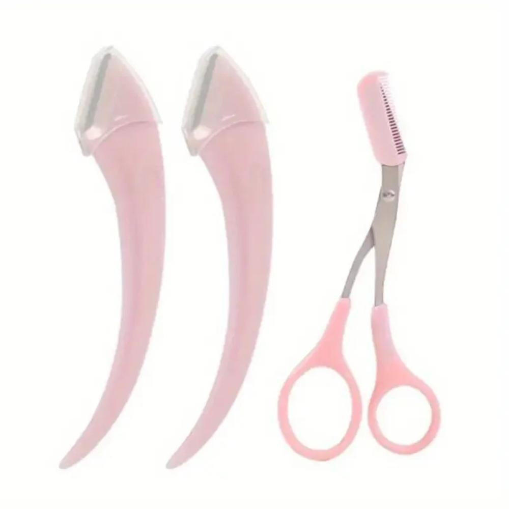 

Easy to Use Eyebrow Grooming Kit Curved Razor Scissors with Comb Professional Trimming Tools Set for Beginners Women Men
