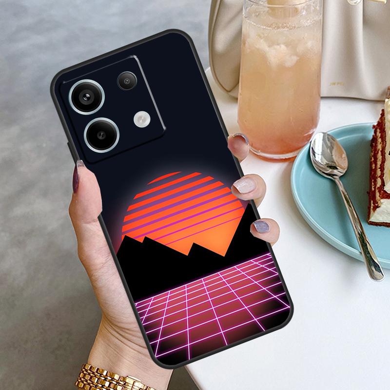 80S Vaporwave Retro Synthwave Sunset Case For Xiaomi Redmi 12 9C 10C 12C 13C Redmi Note 13 12 9 10 11 Pro 9S 10S 11S 12S Coque