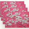 4pcs Dogwood Blossom Placemats Spring Floral Print Pink Background Washable Polyester Table Mats for Dining Kitchen Home Decor