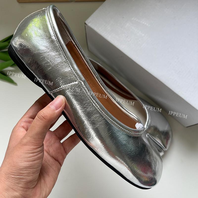 

Мода IPPEUM Таби Обувь Черные Балетки Разделенные Пальцы Обувь Женская Мэри Джейн Большой Размер 44 Платье Лоферы Балерина Zapato Mujer 8 (25.0CM) серебряный