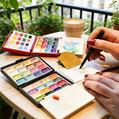 32 Colors Mini Portable Watercolor Paints Set, Watercolor Painting Set With Mini Palette, Perfect For Artists To Create Anytime