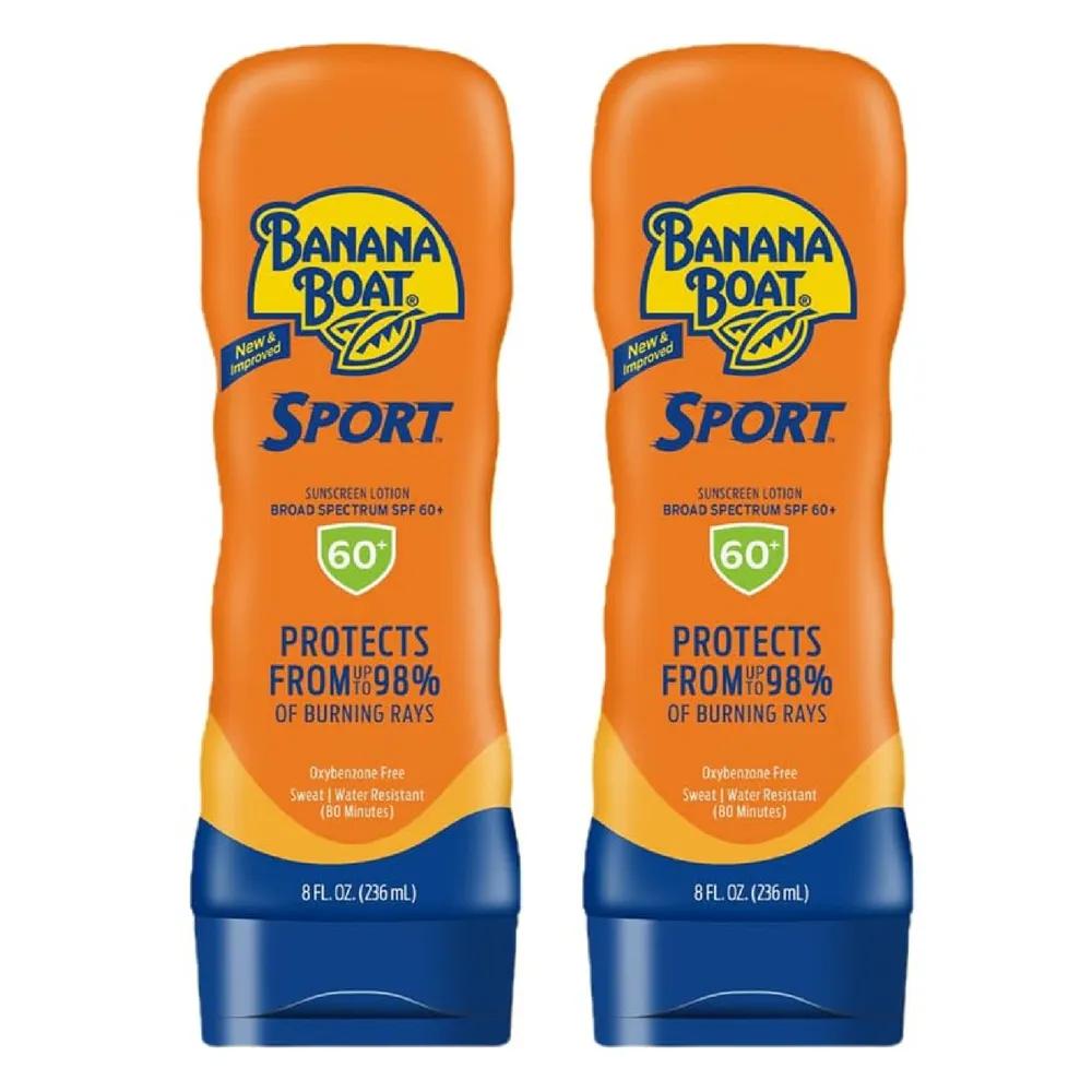 Banana Boat SPF60 Sports Ultra Sun Cream Lotion 236ml x 2 Pieces For Vacation, Outdoor Activities, Leisure, and Holidays