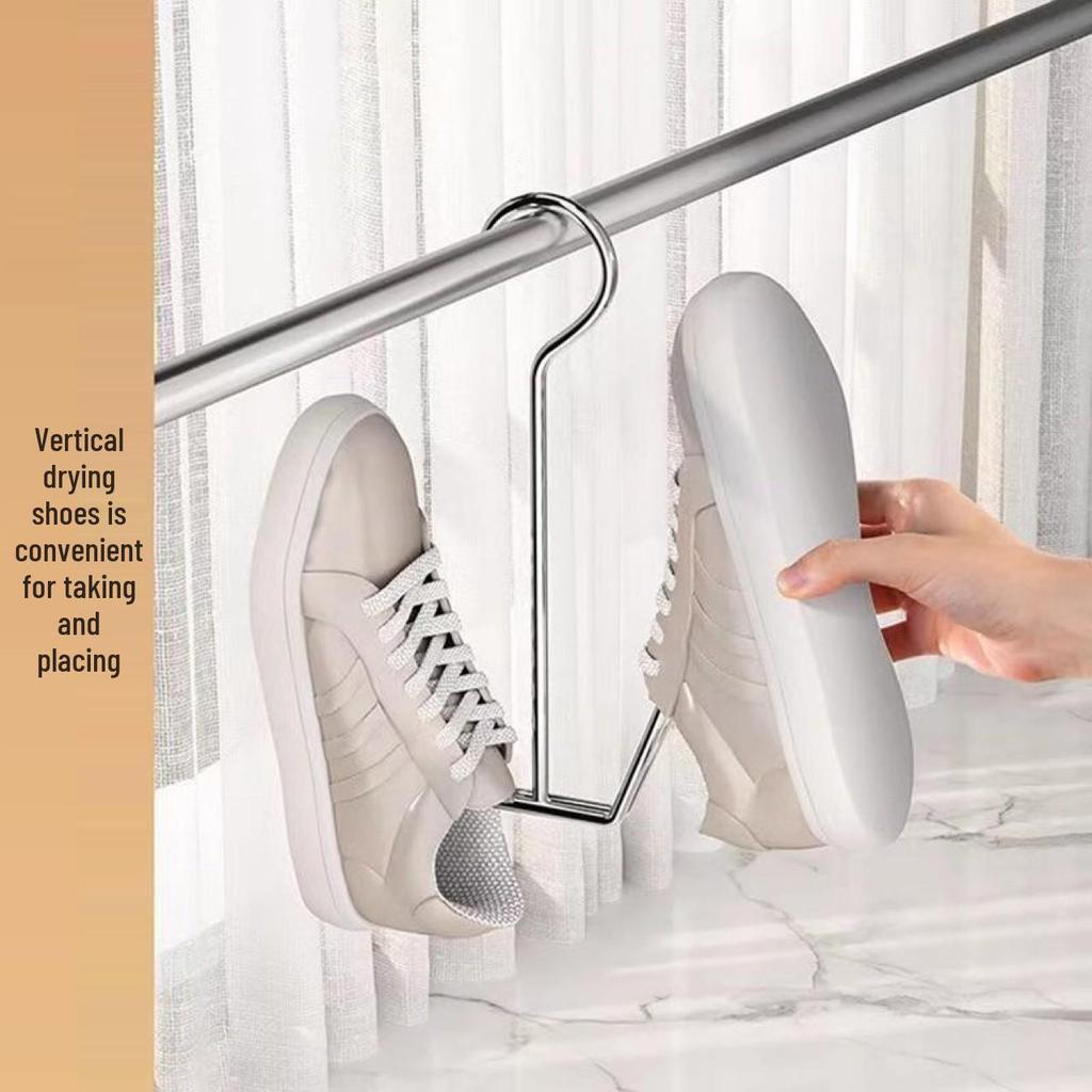 Outdoor Balcony Shoe Drying Rack with Hook for Bathroom, Sandals, and Dormitory Storage.