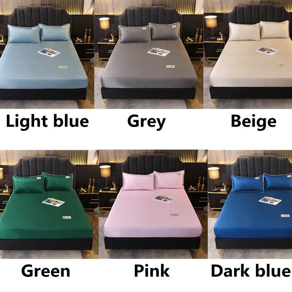 3 pezzi Set biancheria da letto in seta Set di biancheria da letto di lusso per bambini Twin Completo Queen King Size Lenzuola Set Lenzuola in raso Federe Biancheria da letto Lenzuola piatte con angoli