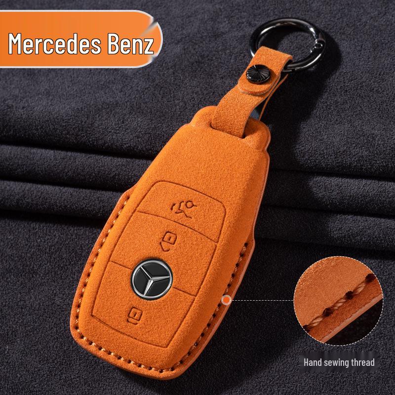 Mercedes-Benz E300L/GLC260/E260L Key Cover with Full Suede and Buckle - Men's Interior Decoration