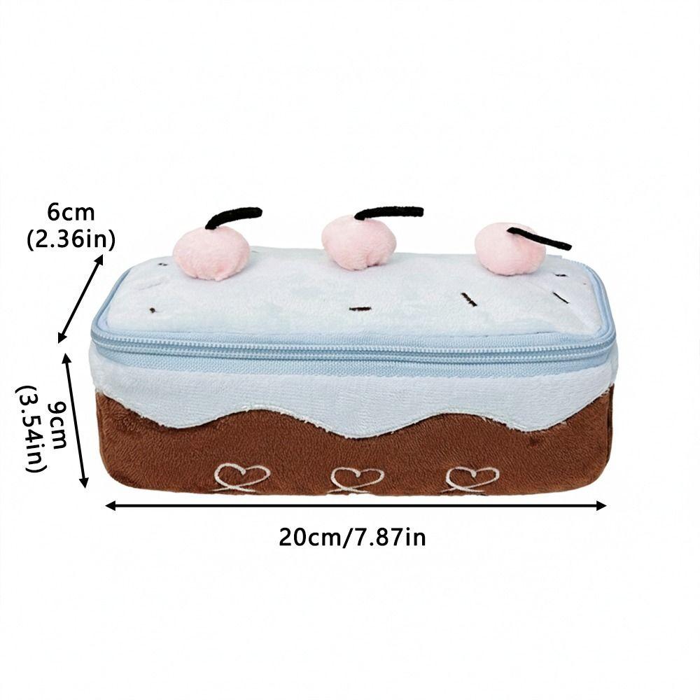 Cherry Cake Design Pen Bag Plush Stationery Bag Kawaii Pencil Case  Students