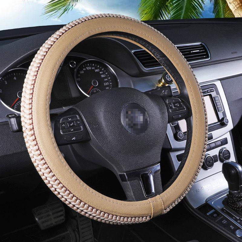 

38 см ледяной шелковый чехол на руль автомобиля, летний противоскользящий дышащий плетеный чехол на ручку, роскошный износостойкий автомобиль 11