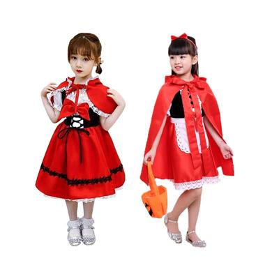 Little Red Riding Hood Cosplay Costume For Kids Dress Halloween Carnival Fantasia Party Girls Fancy Dress Children Party