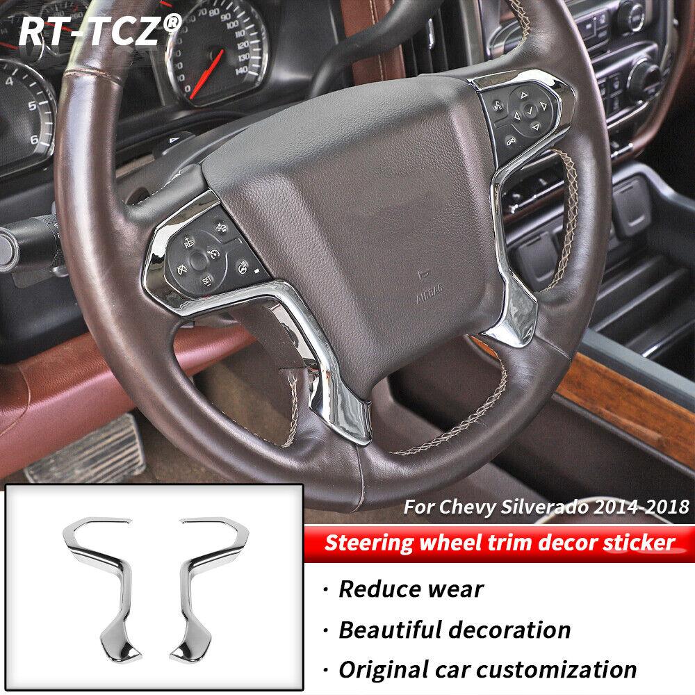 Chrome Steering Wheel Decor Cover Trim For Chevy Silverado GMC/SIERRA 2014-2018