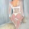 Women See Through Jumpsuit Mesh Open Crotch Seductive Underwear Sexy Transparent Erotic Costume Tights Bodystockings Clubwear