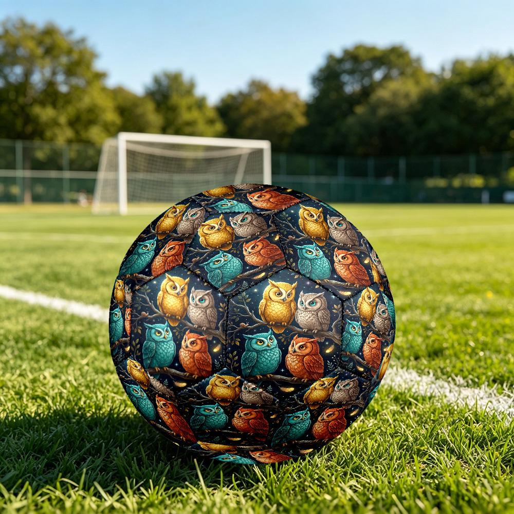 1pc Night Owls Theme Soccer Ball Football, Size 5, Lightweight PVC, Outdoor Training Soccer Ball,Gift c6583