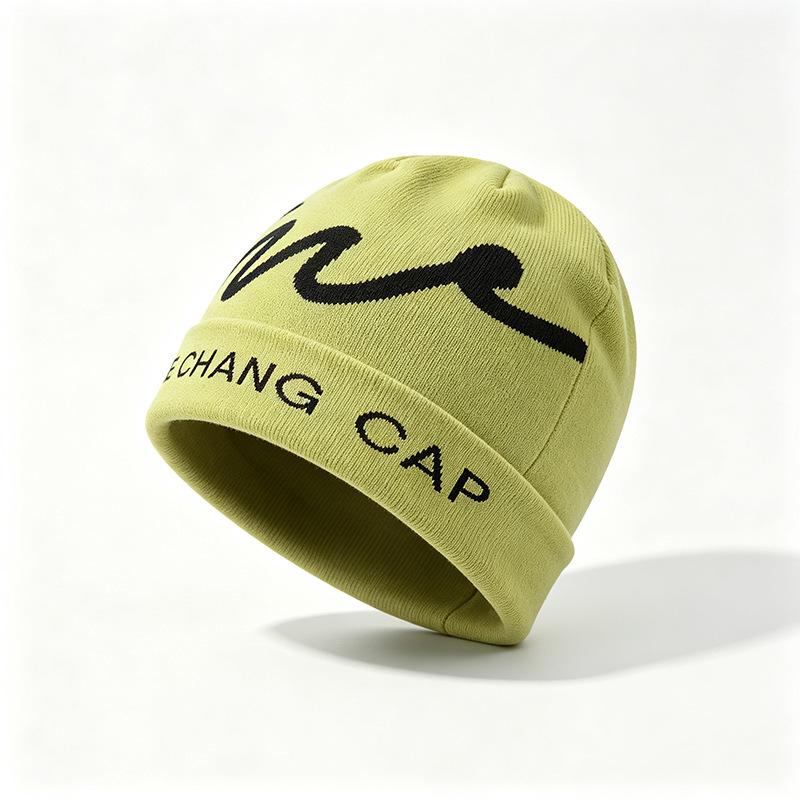 Autumn and Winter Outdoor Letter Knitted Hat Trendy Sports Mountaineering Hat Women's Simple Windproof Warm Wool Hat