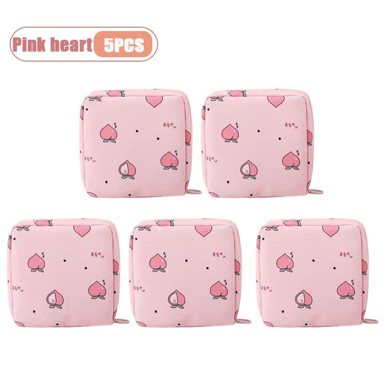 Cute Cartoon Sanitary Pad Organizer Bag for Women Girls Travel Toiletry Storage Waterproof Discrete Carry Case Cosmetic Bag