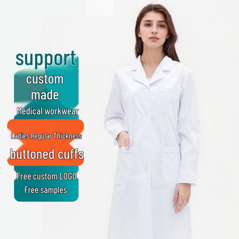 Unisex Custom Logo Long Sleeve Laboratory Coat