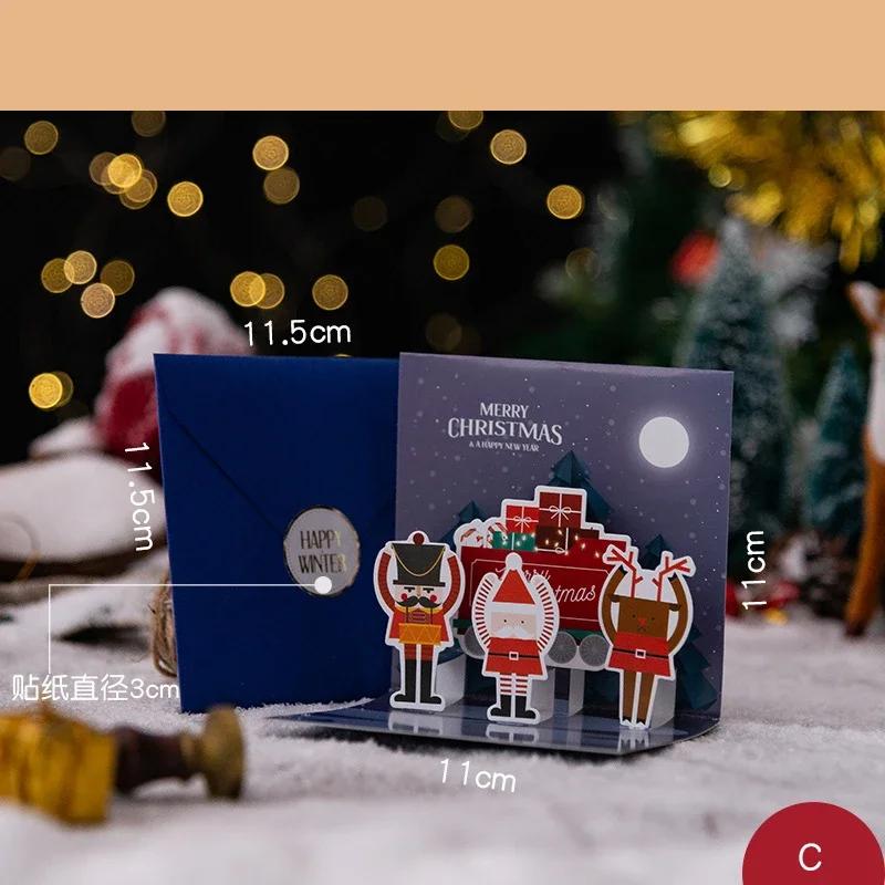 6/1PC 3D Christmas Pop-up Card Santa Snowman Xmas Greeting Cards New Year Decoration Party Invitations Gift Friends Postcard