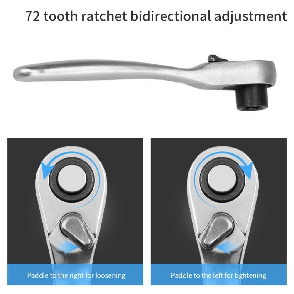 72 Teeth 1/4 Drive Ratchet Handle Wrench Quick Release Bidirectional Ratchet Spanner Hand Tool