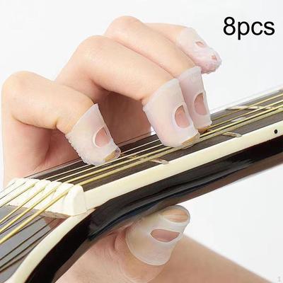 8 Parça, Gitar Parmak Ucu Koruyucuları, Parmak Koruma Kapakları, Silikon, Silikon Parmak