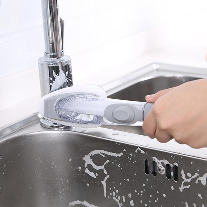 Küche Haushalt Multifunktionale automatische hydraulische langstielige Topfwaschbürste Schwamm Geschirrspülbürste