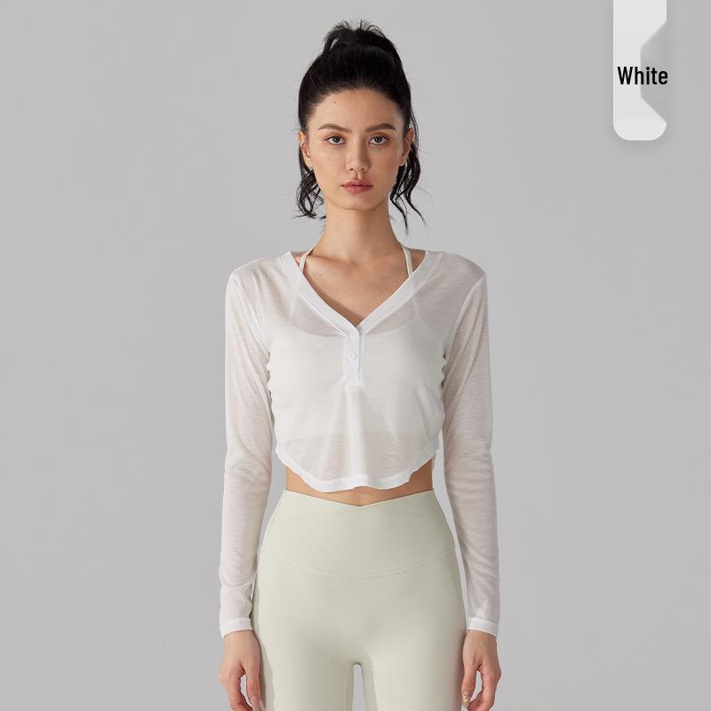 

Тенсел Йога V-образный вырез Длинный рукав Быстросохнущая Накидка для женщин M