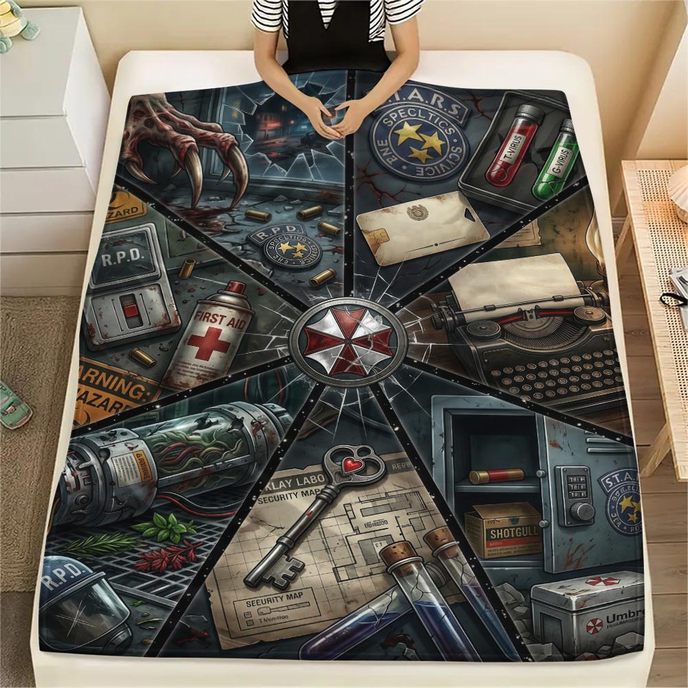 Resident Evil Survival Horror Art Set Flannel Blanket, Birthday & Holiday Gift, Soft Warm Throw for Home Decor.chl