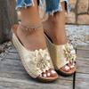 Wedge Slippers Women's Summer 2025 New Flower Cut-out Platform Plus Size Open-toe Sandals