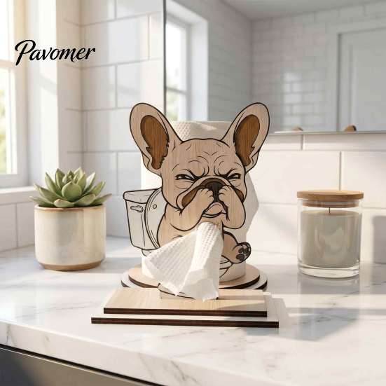 Funny Animal Toilet Roll Stand Paper Holder, Creative Shape Dispenser, Vertical Stable Tissue Unique Housewarming Gift Rack, Solid Wood for