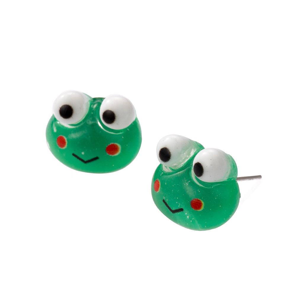 

Resin Popular Duck And Frog Earrings Elegant And Simple Jewelry Animal зелений