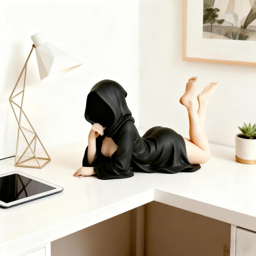 Tajemnicze Gotyckie- Ozdoby Statuetkowe, Odpowiednie Do Pokoi, Bibliotek, Barów, Itp., Przedstawiające Wiedźmę W Tajemniczym Czarnym Płaszczu.