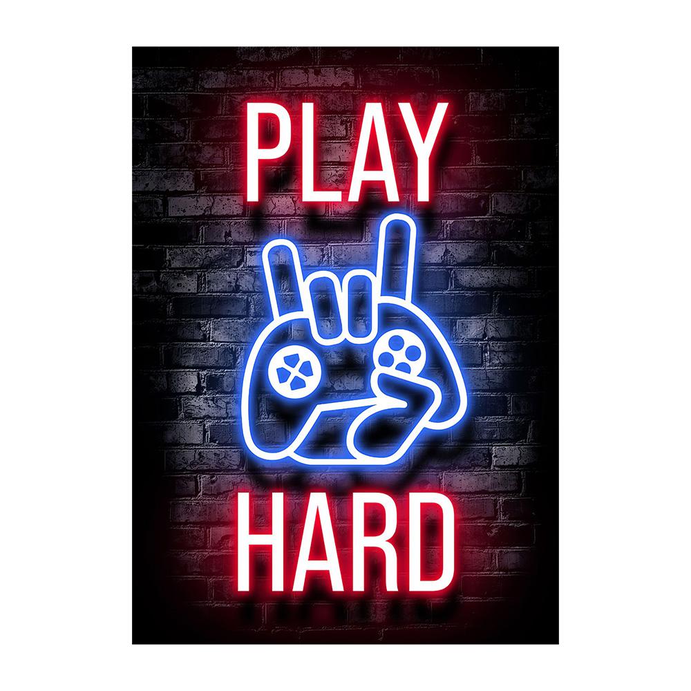 Neon Gaming Gamer Wandkunst Poster Drucke Gamer Leinwandmalerei Leinwandbild für Kinder Jungenzimmer Dekoration Spielzimmer Cuadros