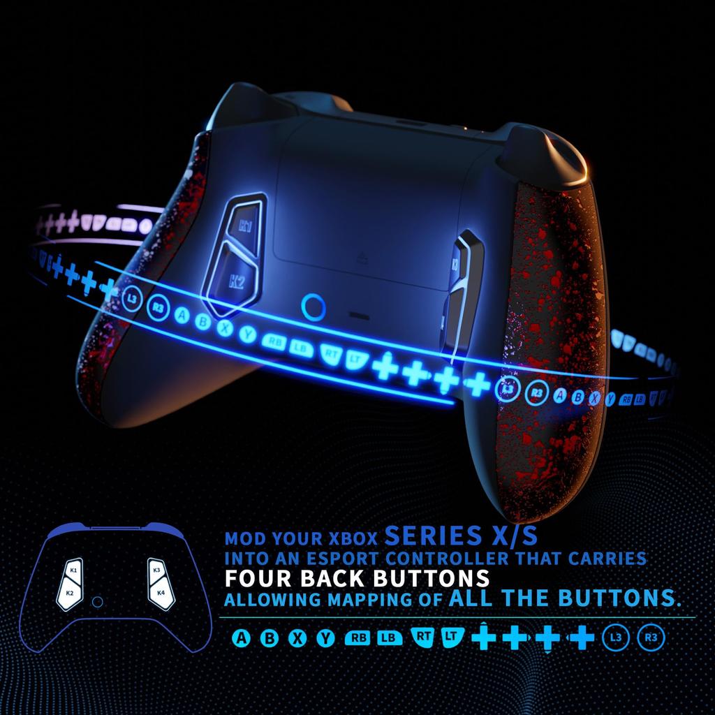 eXtremeRate Textured VICTOR X Remap Kit for Xbox Series 6 Black Redesigned Back Side and 4 Back Buttons Controller Not Included S/X, Profiles, Shell,