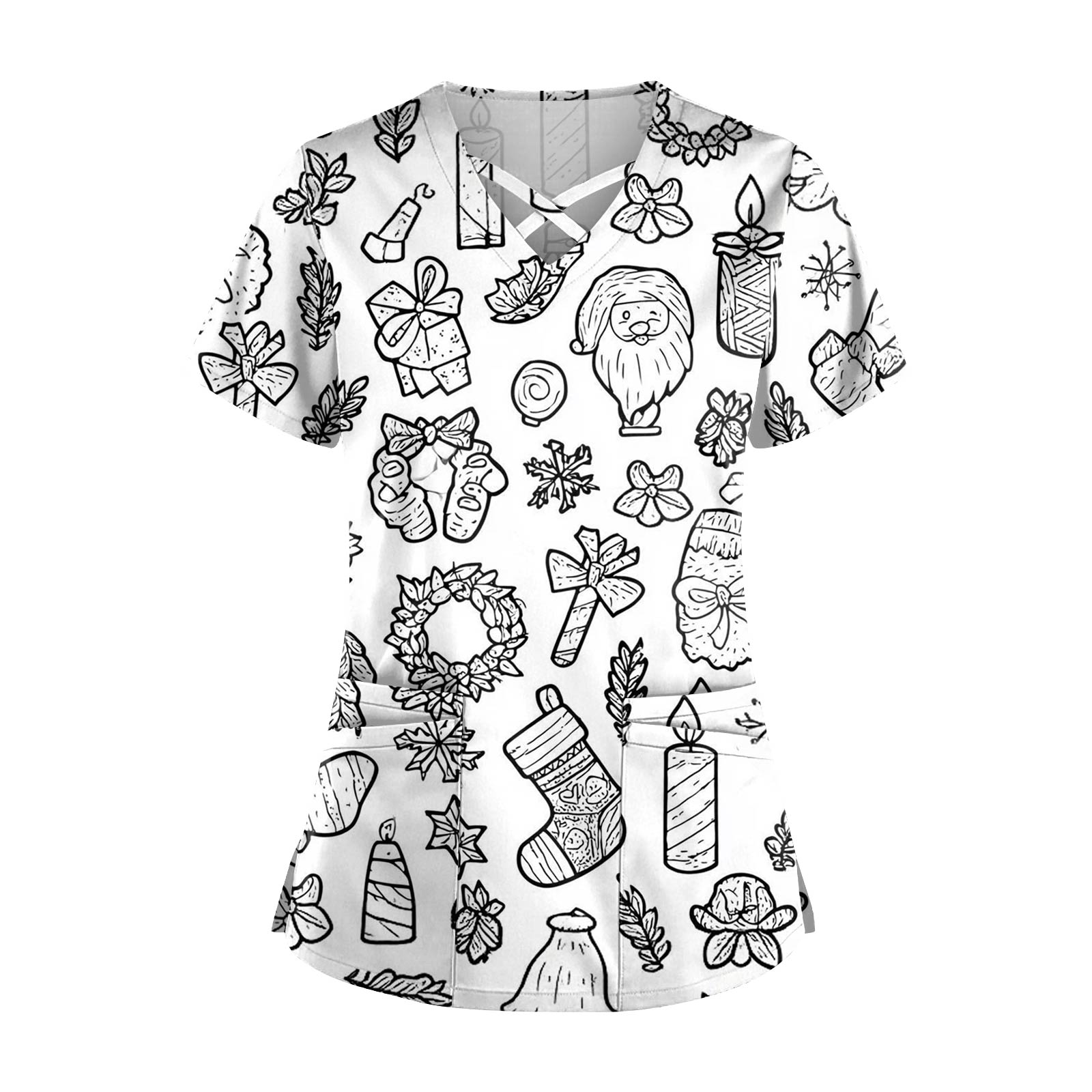 

Женский топ с коротким рукавом, ступенчатым V-образным вырезом, принтом и карманом, быстросохнущий XXXXXL